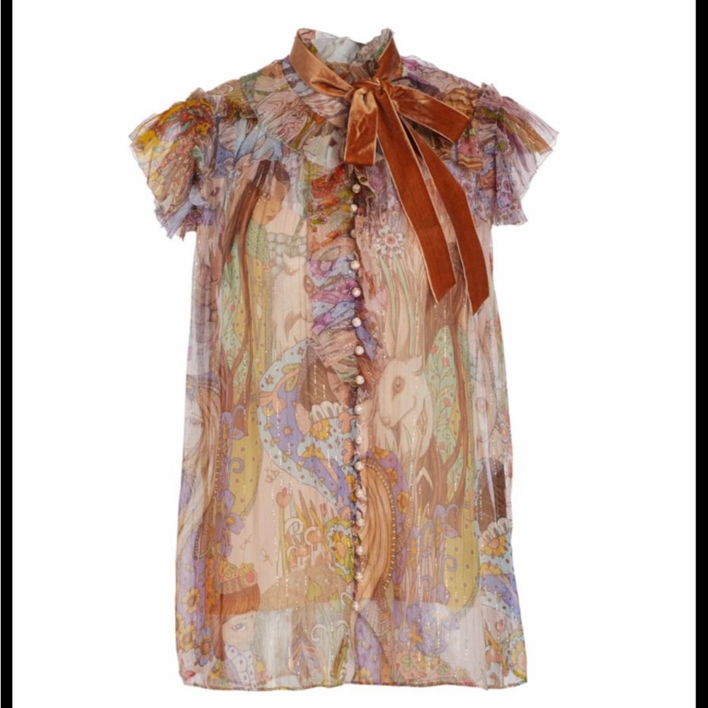 Zimmermann Kaleidoscope Printed Ruffled Top - Size 1